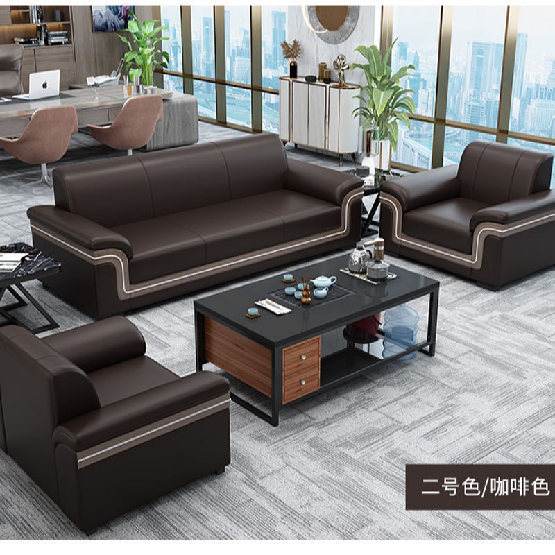 Sofa văn phòng tiếp khách đơn giản và hiện đại cho ba người mới họp đàm phán bộ bàn ghế cafe kết hợp <