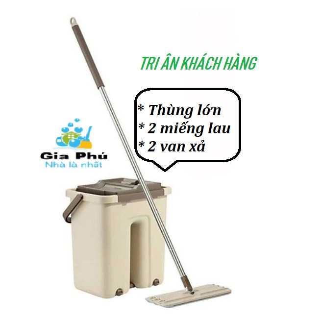 ( THÙNG LỚN ) Bộ lau nhà vắt phẳng thông minh 2 ngăn cao cấp BLVP - 03