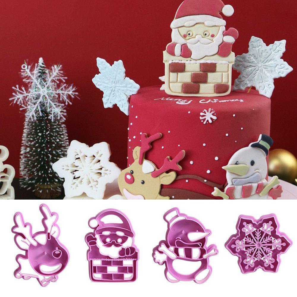 KUNHEV Set 4 Khuôn Làm Bánh Quy Hình Ông Già Noel