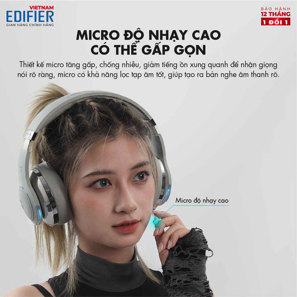 Tai nghe Gaming EDIFIER HECATE G5BT | Thời lượng 40h Playtime | Đèn led RGB | Kết nối không dây và có dây | BH 12 Tháng