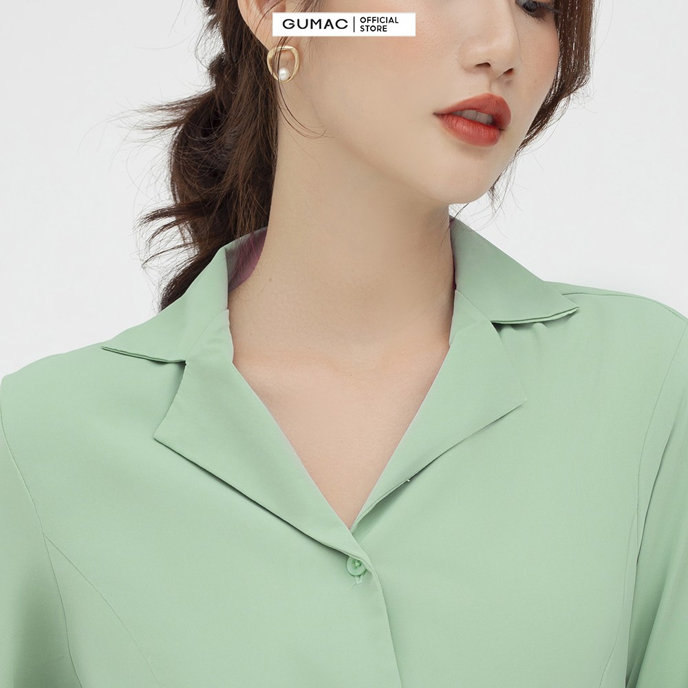 [Mã WABRGM11 giảm 10% đơn 250K] Áo sơ mi cổ ve GUMAC vải lụa cao cấp màu xanh AB531 | BigBuy360 - bigbuy360.vn