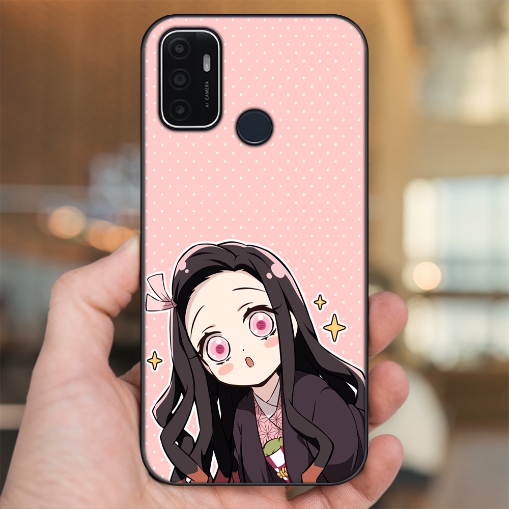 Ốp lưng Oppo A53 viền đen in hình Nezuko Kimetsu no Yaiba