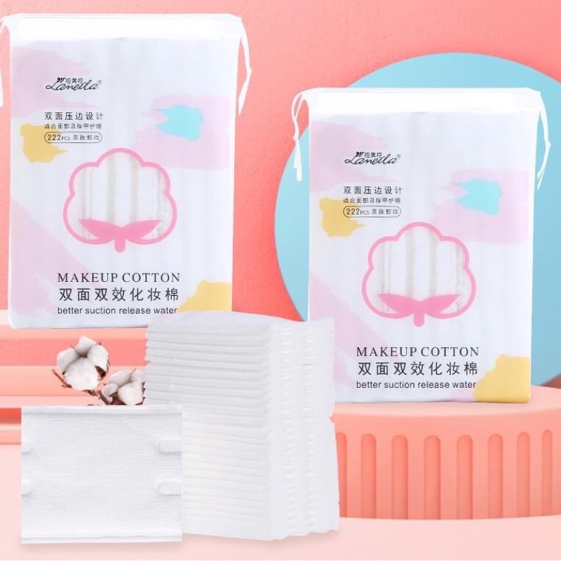 Bông Tẩy Trang Lameila Makeup Cotton 3 Lớp Dày Dặn Làm Sạch Da ( Bịch 222 miếng )