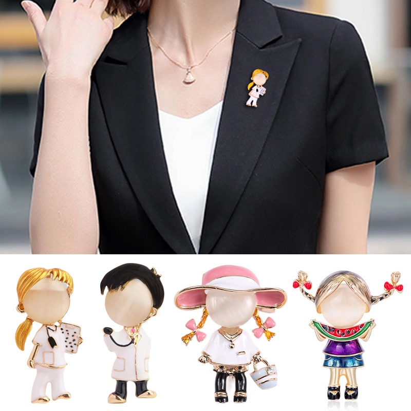 Ghim Cài Áo Ba Lô Hình Cô Gái Vẽ Đá Opal Tráng Men Mới Làm Quà Tặng Ngày Thiếu Nhi Cho Trẻ Em