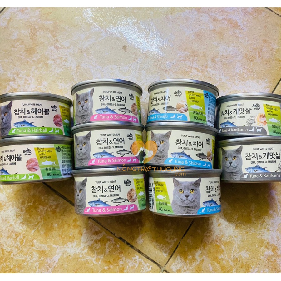 Pate Cho Mèo MeoWow Hàn Quốc Lon 80gr - ĐỦ 6 VỊ - Pate mèo mọi lứa tuổi