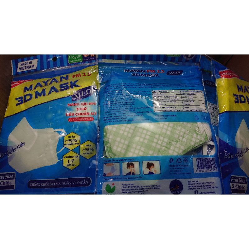 Khẩu trang 3d người lớn bịch 5 cái