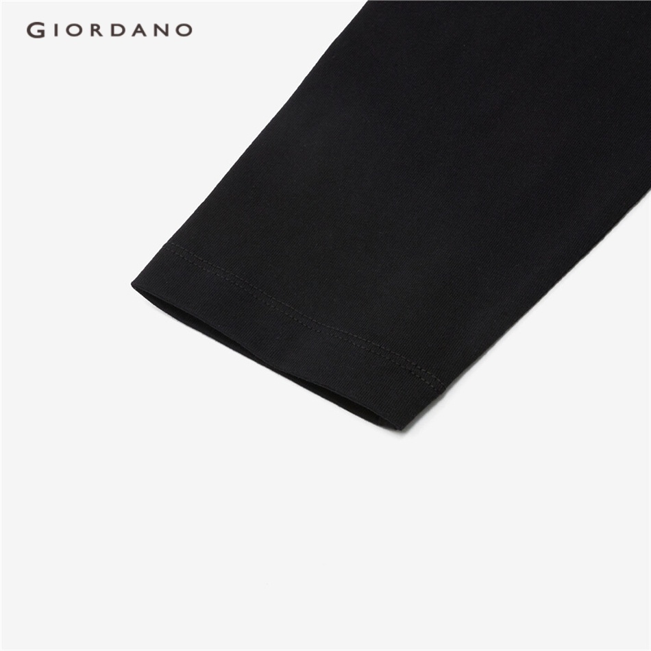 Áo thun GIORDANO 13322750 tay dài cổ tròn màu tương phản cá tính phối hình chữ A giản dị cao cấp thường ngày cho nữ