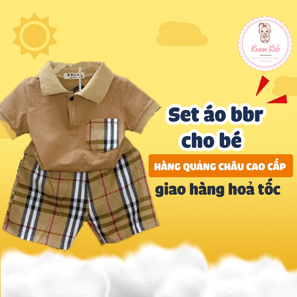 Bộ quần áo đôi Bbr cộc tay và quần kẻ sọc cho bé, đồ đôi cho bé trai bé gái