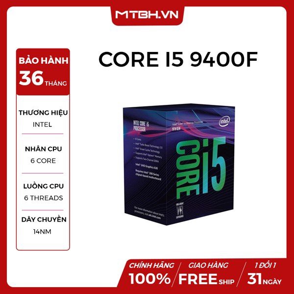 Bộ Vi Xử Lý Intel Core I5 9400F 4.1Ghz (Intel Thế Hệ 9) Sk1151 New Box Chính Hãng | BigBuy360 - bigbuy360.vn