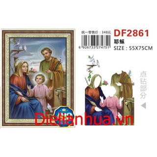 Tranh đính đá Giá Đình Thánh Gia DF2861 (55x75cm) chưa đính