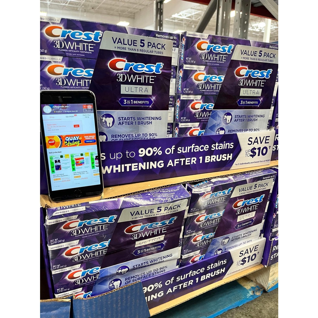 Kem Đánh Răng CREST 3D WHITE White Vivid Mint Ultra, Radimint Mint