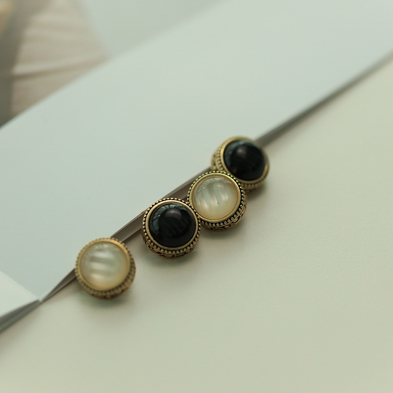 Set 10 Nút Tròn Bằng Kim Loại Phong Cách Vintage Dành Cho Trang Trí Quần Áo