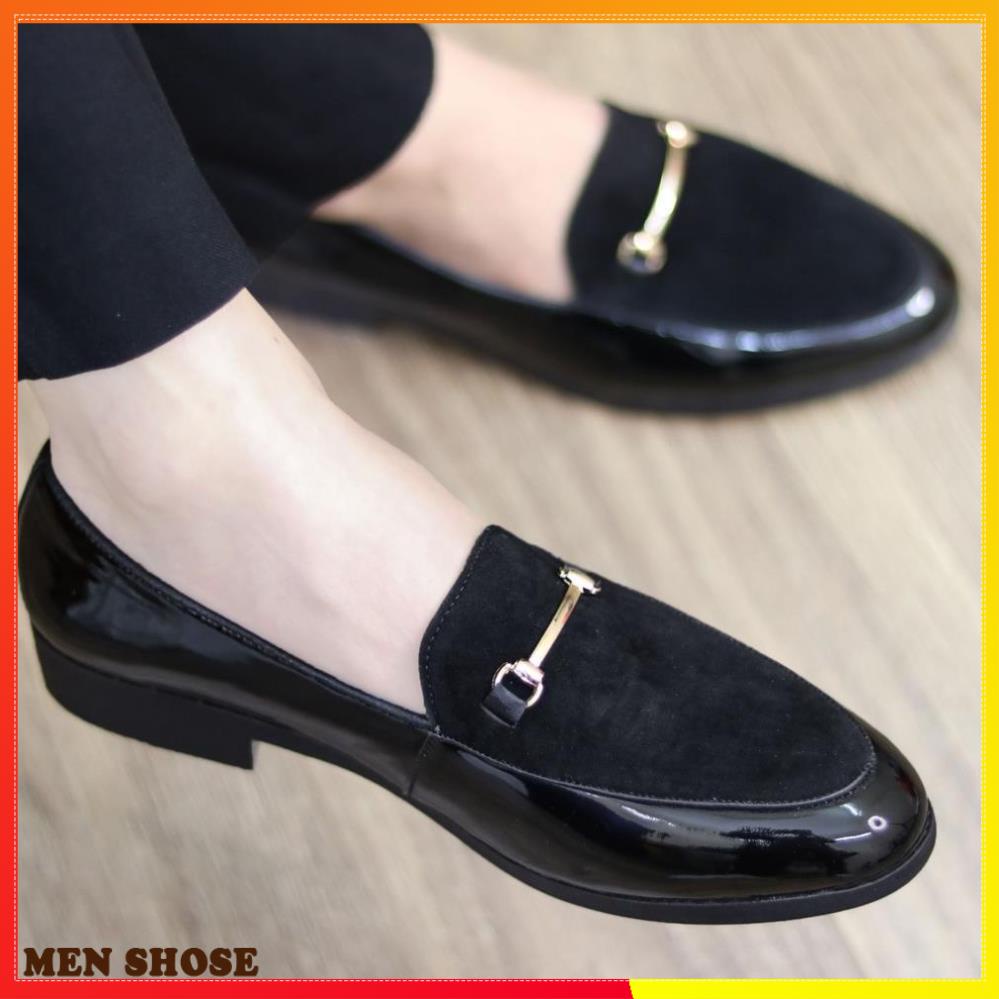Giày Lười Nam Da Bóng MU Da Lộn  Mã L190