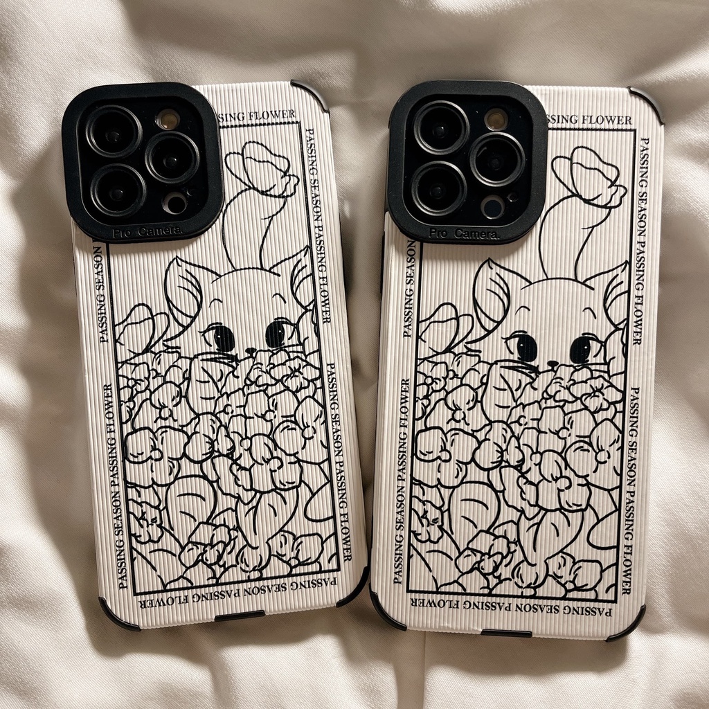 Ốp Điện Thoại Chống Sốc Họa Tiết Mèo Trắng Đen Đơn Giản Cho iPhone 14 / 13 / 12 / 11 / X / 8 / 7P / 6