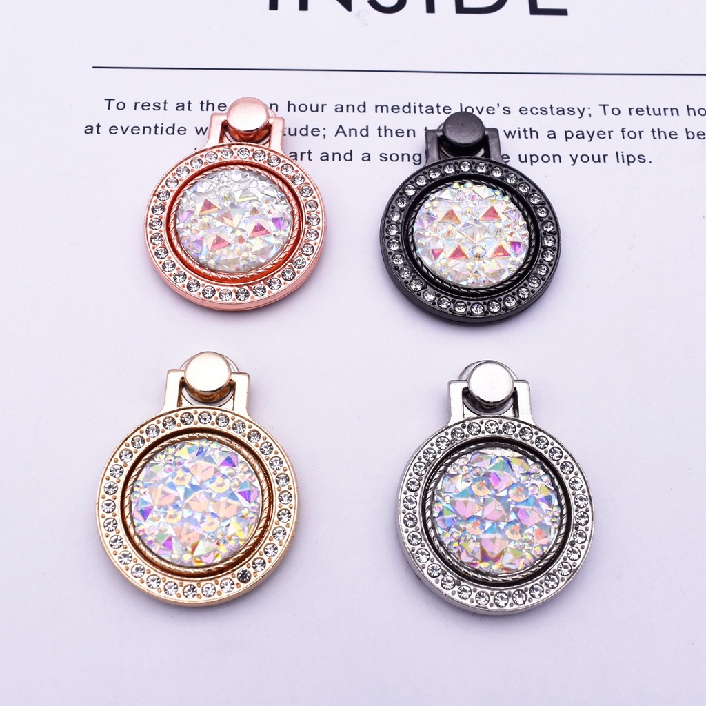 Vòng Nhẫn Đỡ Điện Thoại Xoay 360 Độ Bằng Kim Loại Đính Đá° Giá Đỡ Điện Thoại Đính Đá Quý Chống Rơi Tiện Dụng