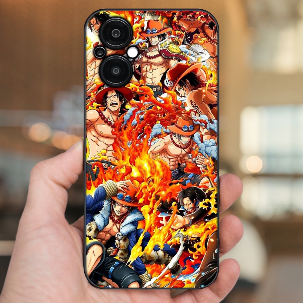 Ốp lưng Oppo Reno 8Z 5G viền đen in hình Ace One Piece