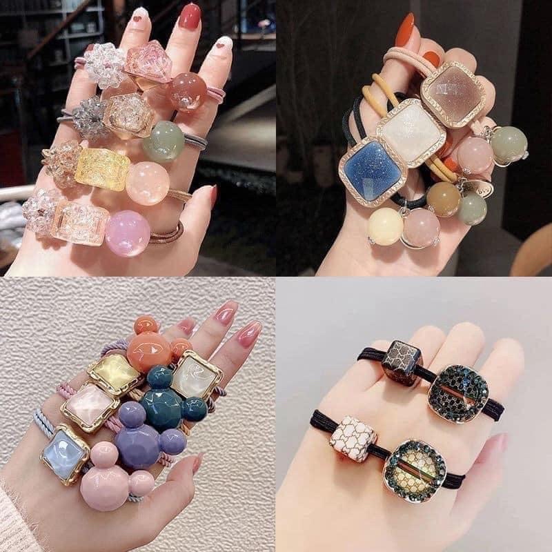 Set 20 Dây Chun Buộc Tóc Mix Kiểu Ngẫu Nhiên Đóng Túi Cực Đẹp