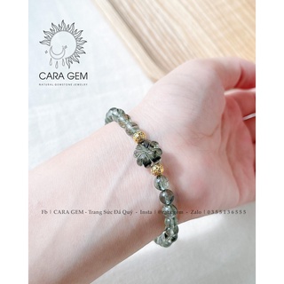 Vòng tay tóc xanh mix charm 10k cara gem