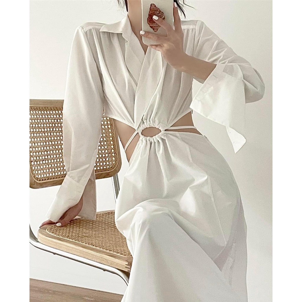 VÁY TRẮNG KHOÉT EO LƯNG