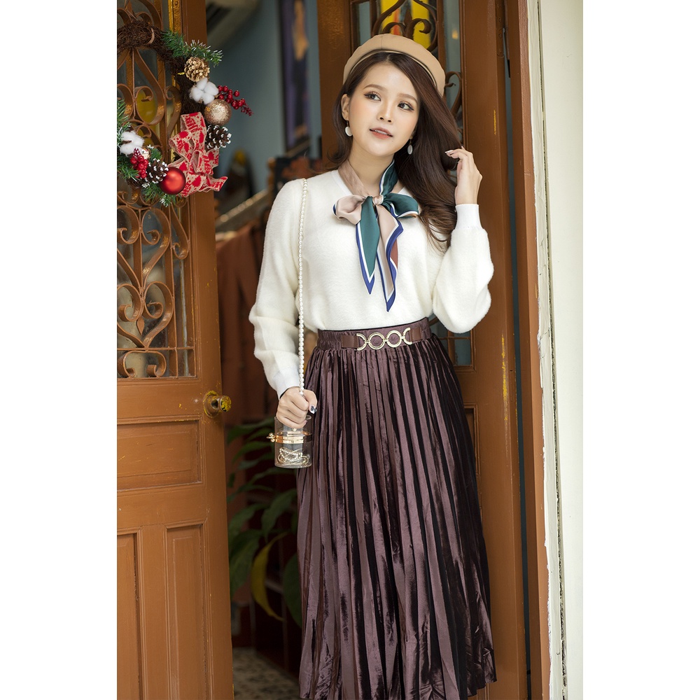 Áo cổ tim lông pha tay ren - MYT