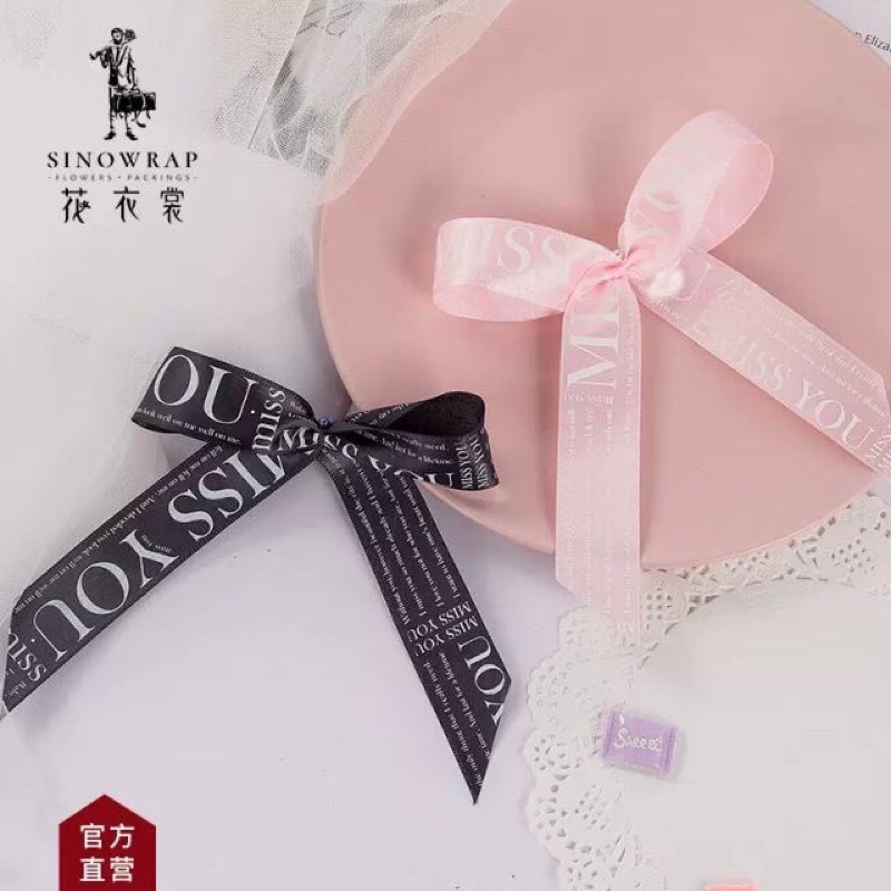 Cuộn duy băng chữ Miss You kiểu Hàn Quốc dài 50m khổ 2,5