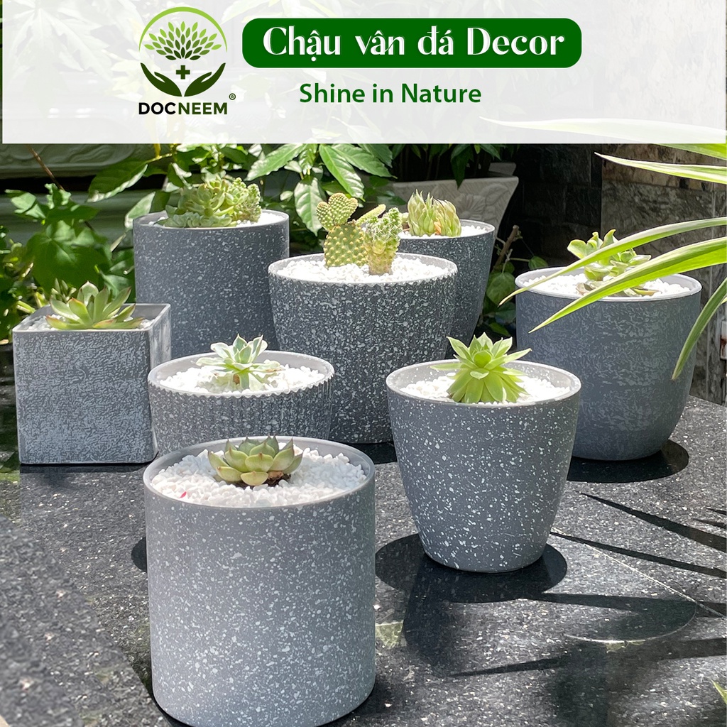 Chậu trồng cây DOCNEEM cho hoa, cây cảnh, ban công, bonsai, cao cấp nhập khẩu