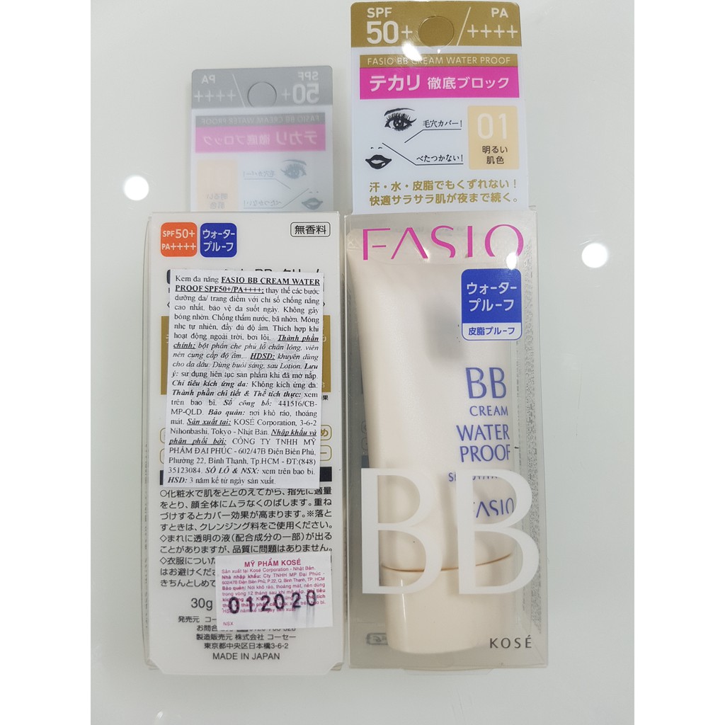 Kem nền BB Kose Fasio BB Cream Water Proof SPF50+/PA++++
