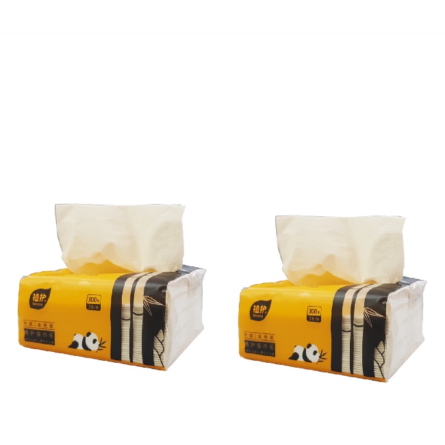 Combo 2 Giấy ăn gấu trúc Panda Loại 1- gói 300 tờ siêu dai hàng đẹp hai cây tre (không phải GIẤY SIPAO)