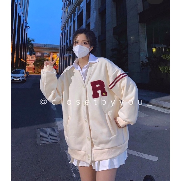 Áo khoác cardigan nỉ bông thêu R ( Ảnh thật ) | BigBuy360 - bigbuy360.vn
