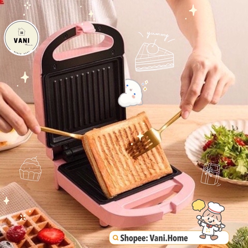 Máy nướng bánh mỳ Sandwich công suất 600W chống dính - Máy kẹp bánh mì 2 mặt bằng điện đa năng tiện dụng