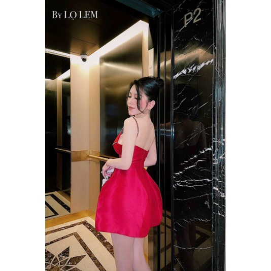Đầm xòe 2 dây đá thiết kế
