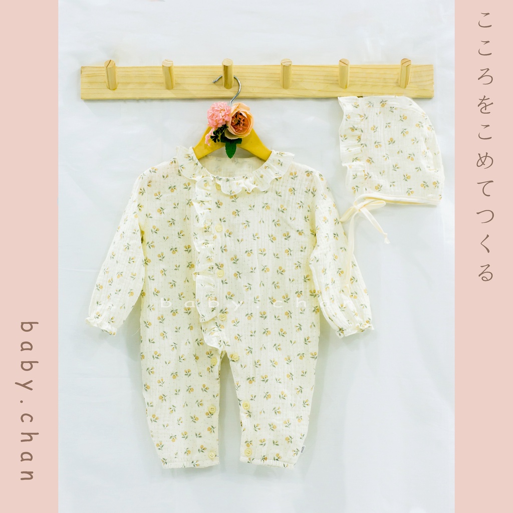 Áo liền quần dài tay bé sơ sinh kèm mũ, bodysuit dài tay bé sơ sinh kèm mũ, 3 tháng, 6 tháng, 1 tuổi, 2 tuôi