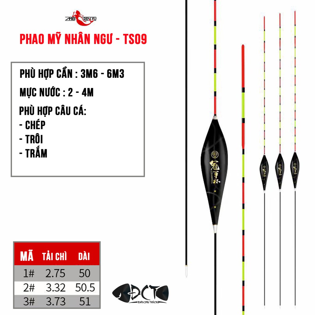 Phao Câu Đài Mỹ Nhân Ngư Đen TS09 - Đài Câu Thích