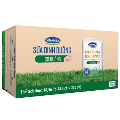 Thùng 48 Túi Sữa Vinamilk 220ml Có Đường / Ít Đường / Không Đường / Dâu / Socola (Giao Hàng: Grab / Now)