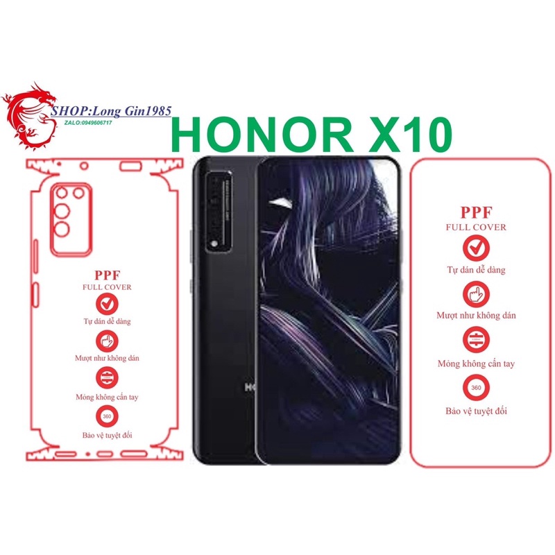 Honor X10 miếng dán trong Ppf  mặt trước và mặt sau chống va đập chống trầy xước tốt