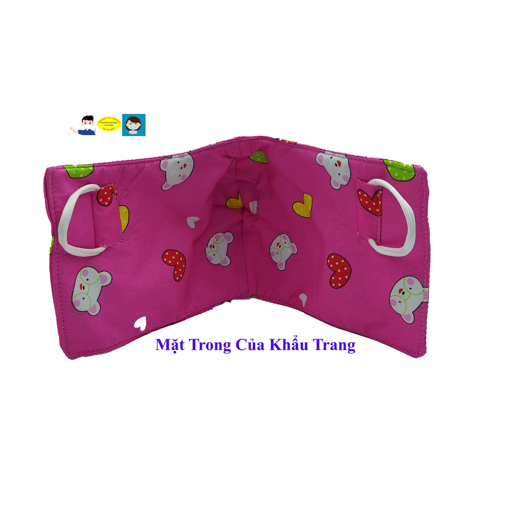 Khẩu trang vải Kiểu che tai Chất liệu vải Dày 3 lớp mềm êm In hình gấu trắng, Chống nắng, Chống bụi, Phòng chống dịch