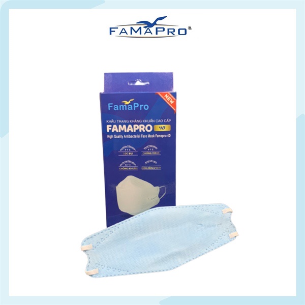 Khẩu trang y tế Kháng khuẩn FAMAPRO 4D hộp (3 lớp) 5%