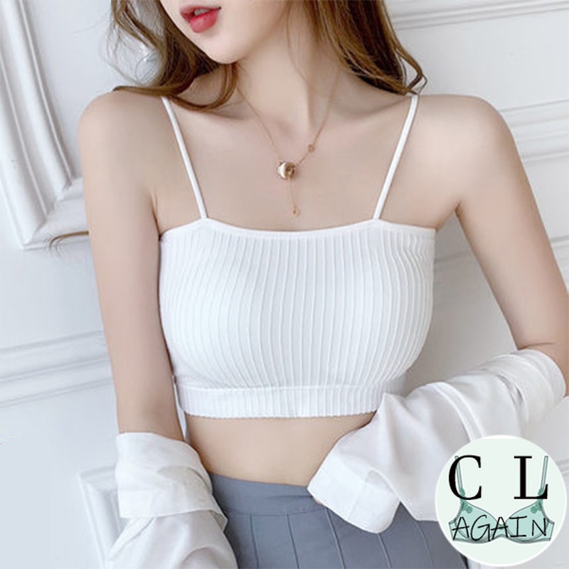 Áo hai dây kiểu áo ống hỗ trợ nâng ngực có mút đệm ngực tiện dụng kiểu dáng đơn giản thích hợp cho học sinh