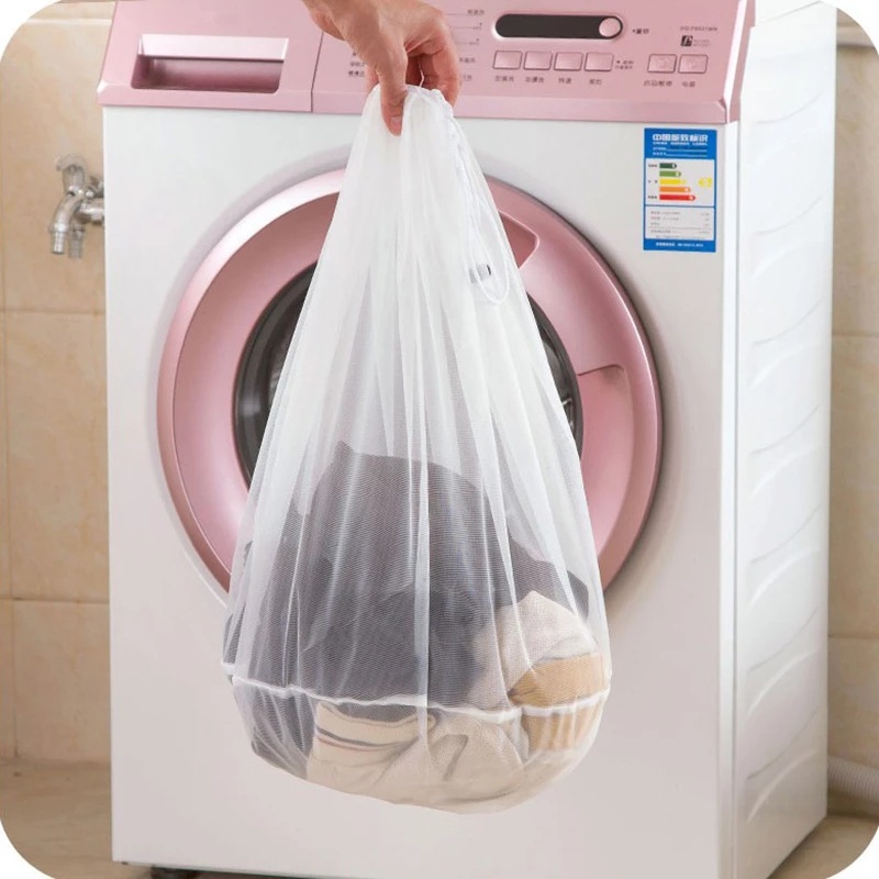 Foldable Drawstring Mesh Laundry Bag/ Bra Underwear Socks Home Clothes Care Accessories