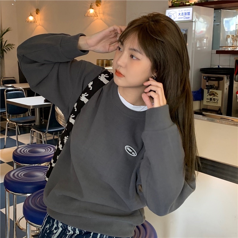 THE2001STORE | Áo nỉ trơn nữ lót nhung trắng phong cách Hàn Quốc | BigBuy360 - bigbuy360.vn