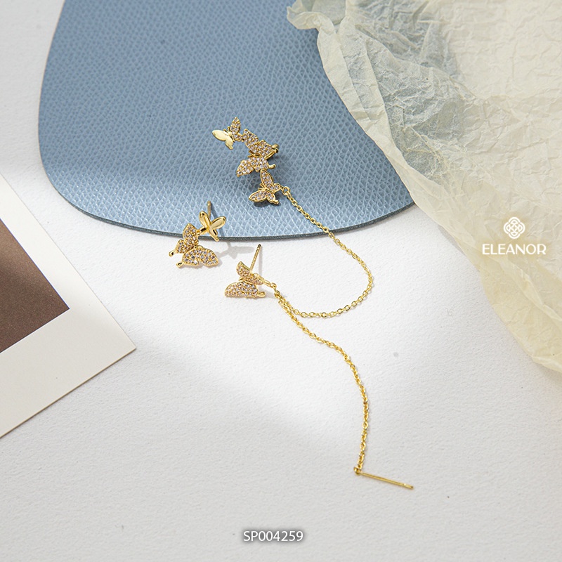 Bông tai nữ gắn vành Eleanor Accessories cá tính hình bươm bướm phụ kiện trang sức 4259