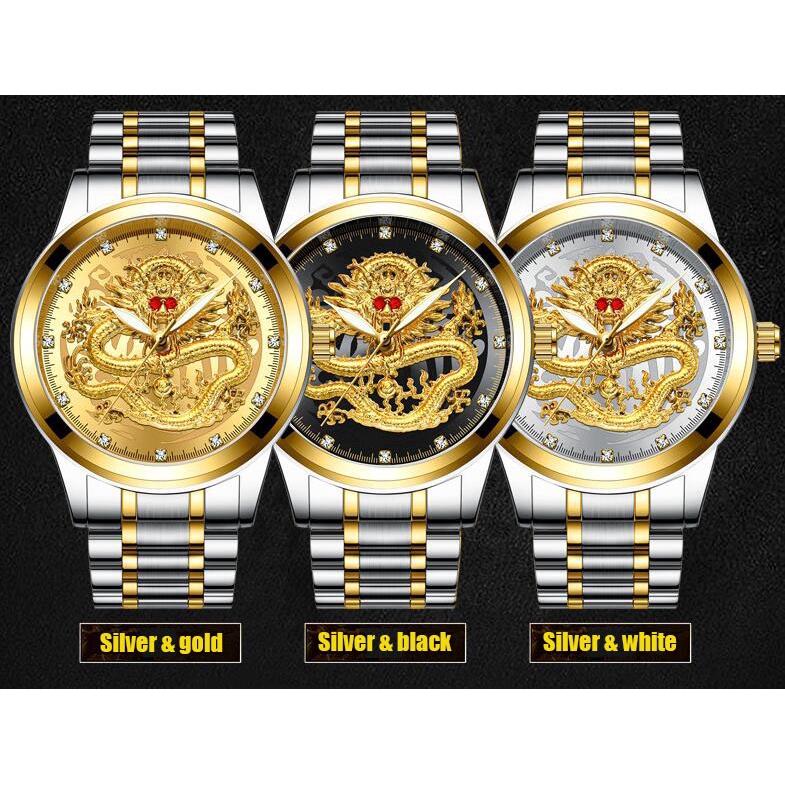 Đồng hồ quartz chống thấm nước mạ vàng kiểu con rồng | BigBuy360 - bigbuy360.vn