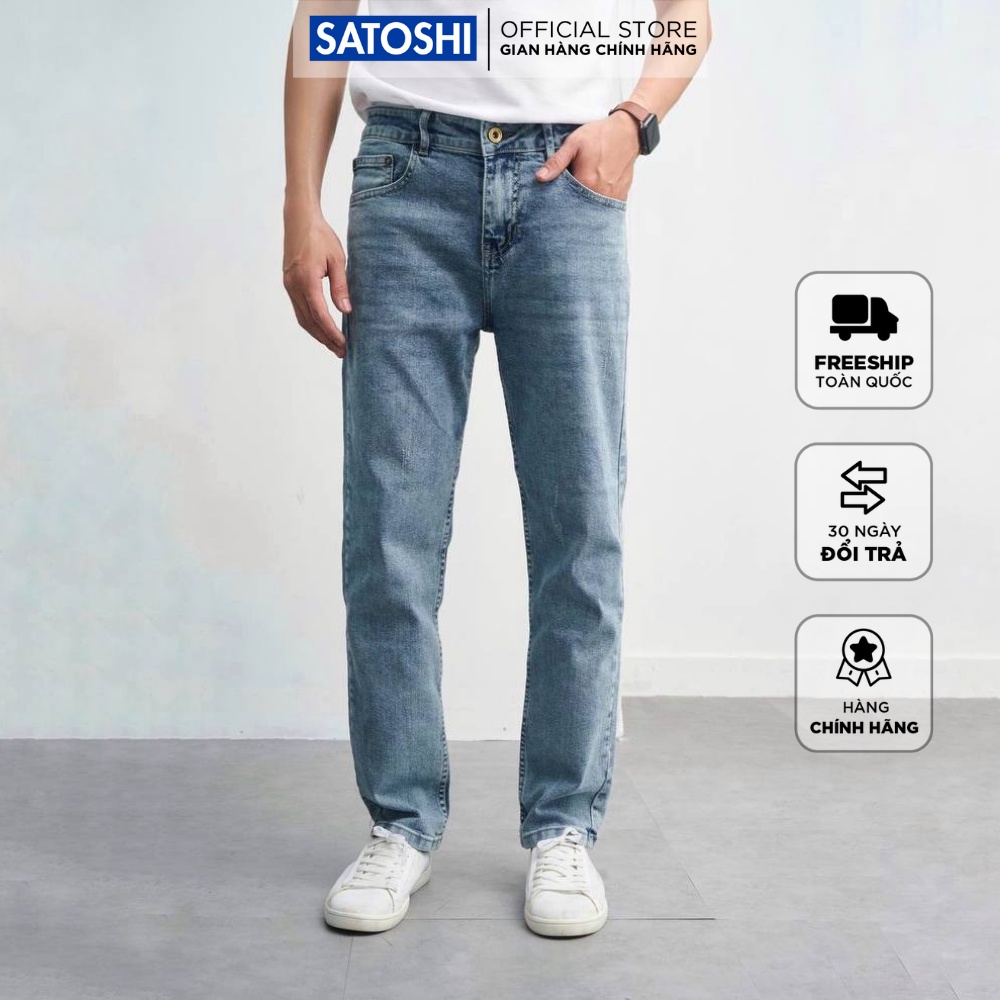 | Satoshi | Quần Jean nam SAQJ67 màu xanh jean sáng dáng ôm vừa chất co giãn
