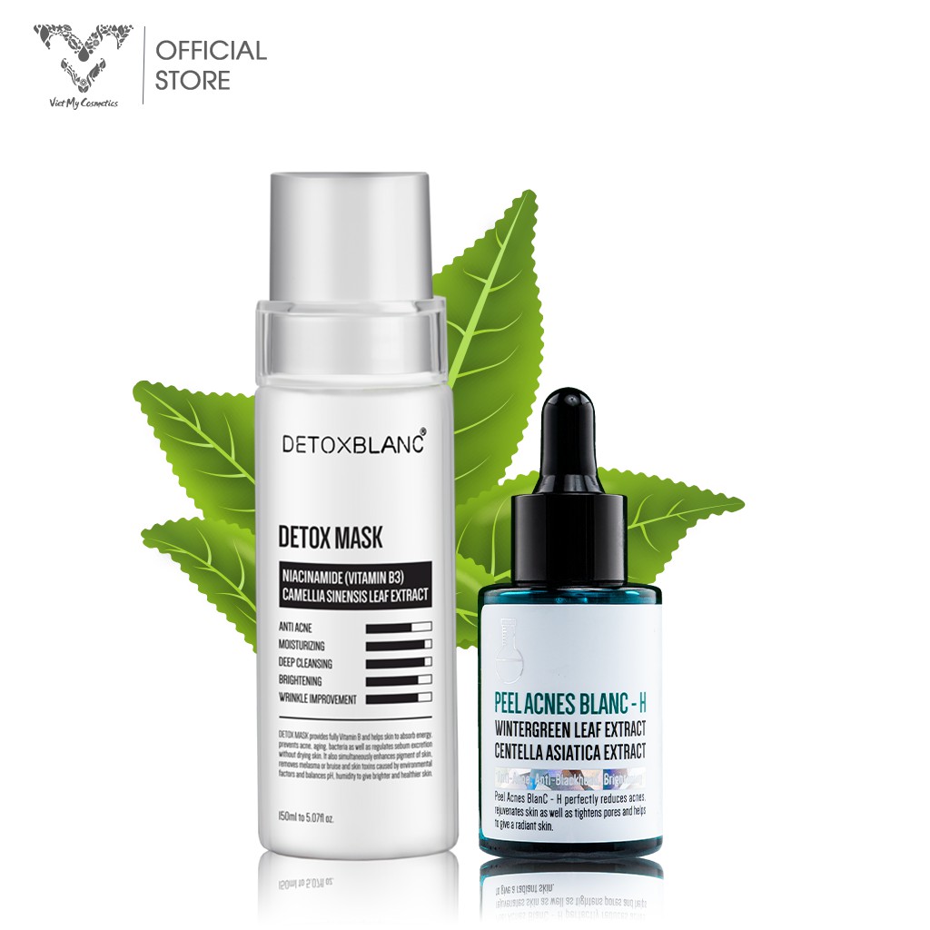Combo Thải Độc Giảm Mụn Viêm – Detox Mask & Peel Acnes Blanc H