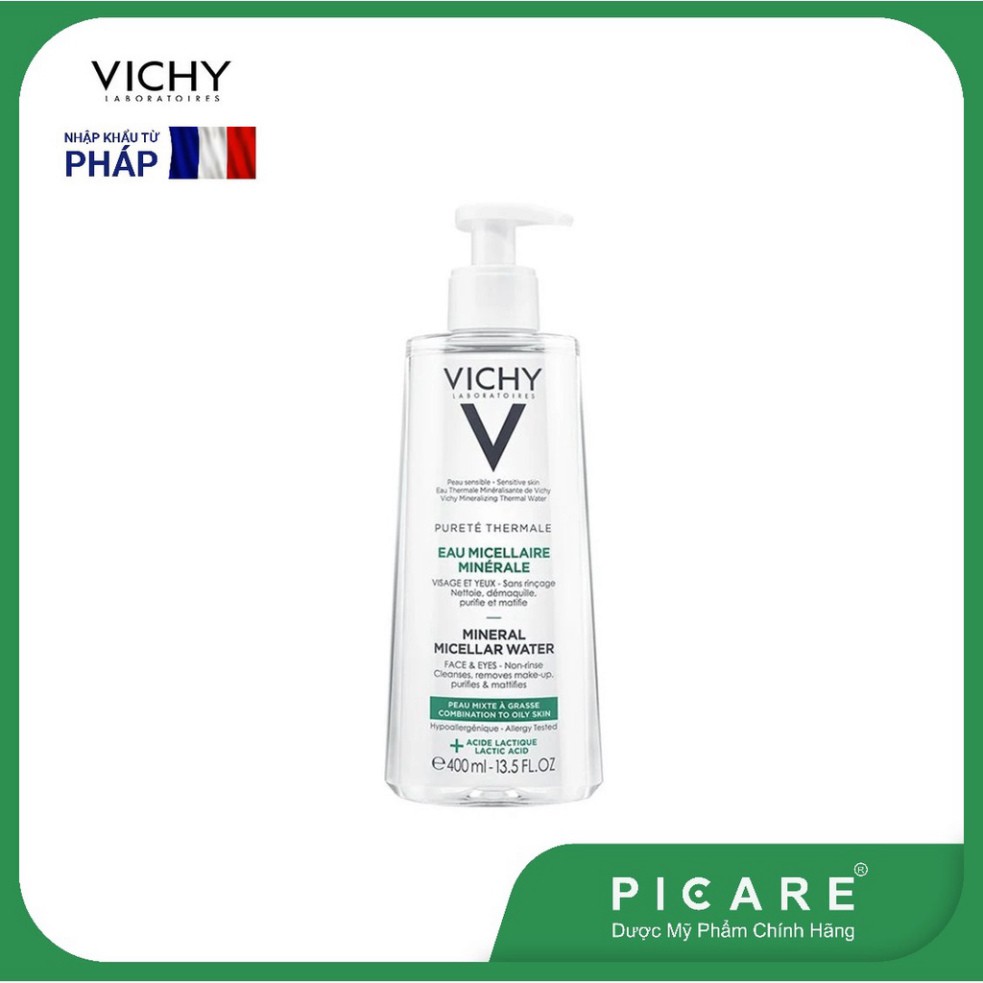 [CHÍNH HÃNG] Nước tẩy trang cho da hỗn hợp và da dầu Vichy Pureté Thermale Mineral Micellar Water 400ml