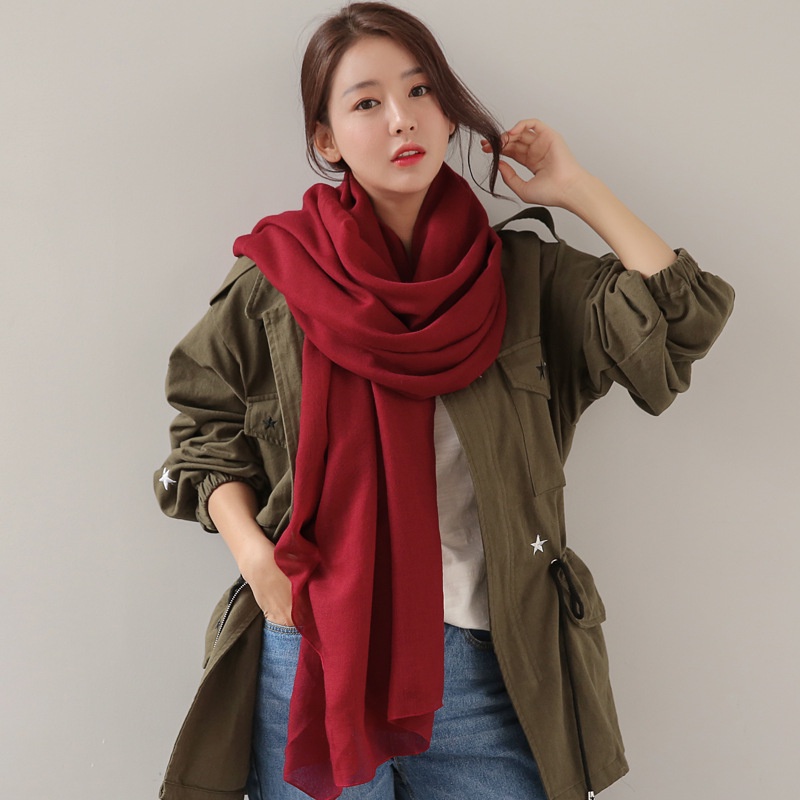 Khăn Choàng Cổ Dài 2m Bằng Cotton Lanh Đa Năng Phong Cách Hàn Quốc Thời Trang Xuân Thu Cho Nữ