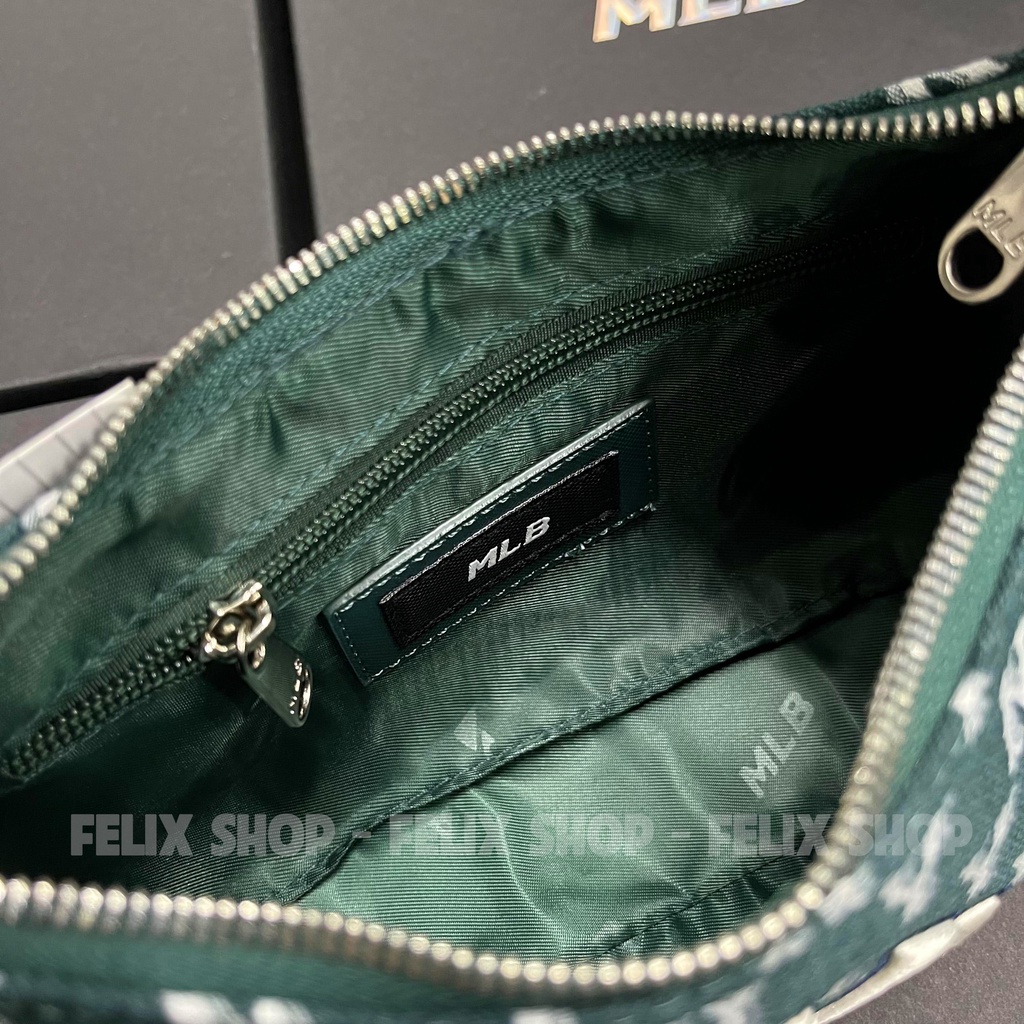 ✅ [ FELIX CHUẨN 1:1+ VIDEO] Túi Đeo Vai MLB Monogram Jacquard Hobo New York Yankees 3ABQS102N-50GND Green | SẴN HÀNG
