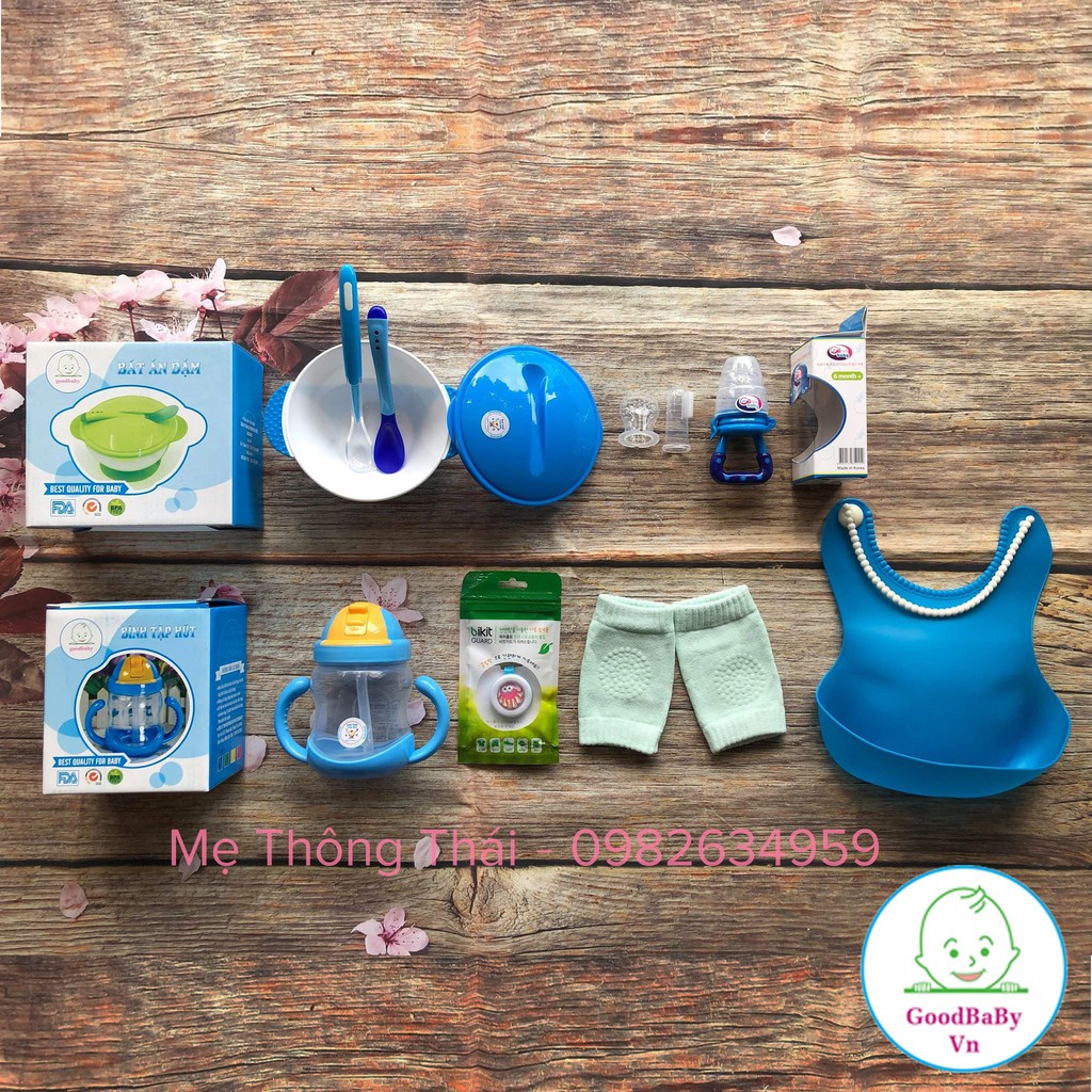 Bộ Ăn Dặm Thông Minh 3in1 Cho Bé Từ 5 - 6 Tháng Trở Lên Giúp Bé Ăn Dặm Đúng Cách Ngon Miệng GoodBaby CB1