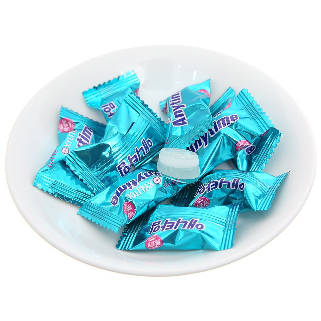 Kẹo Ngậm Hàn Quốc Không Đường Hương Bạc Hà Lotte Anytime Xylitol Mint Candy (Gói 60g)