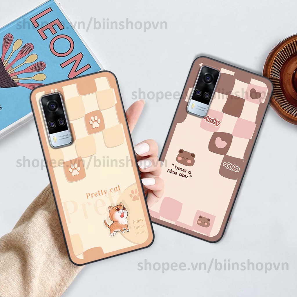 Ốp Vivo Y51 2020 caro trái tim nhiều màu sắc, đầy cá tính, khẳng định phong cách